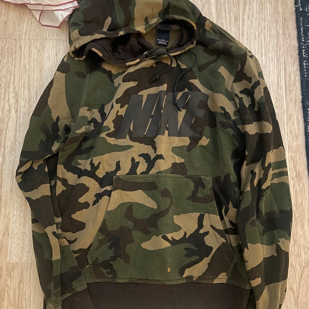 Nike Green and Brown Camo Hoodie